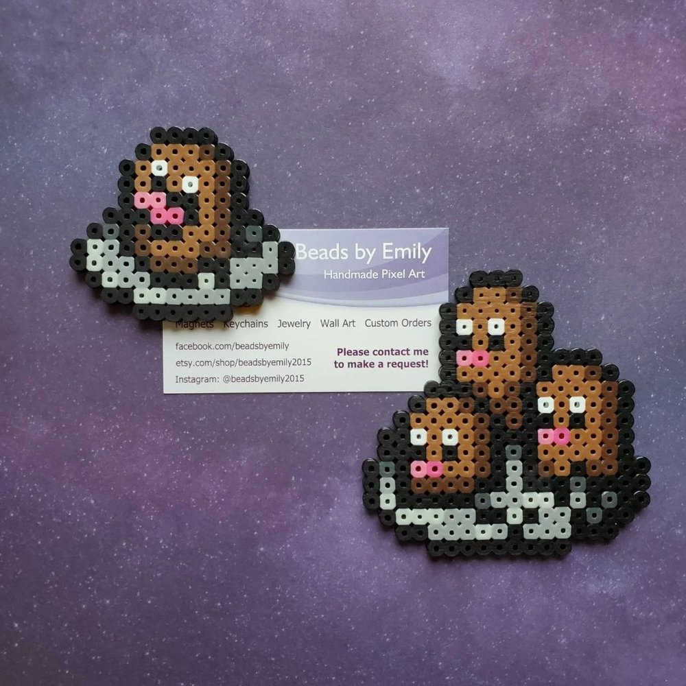 Diglett & Dugtrio Magnets - Handmade Pokemon Home Decor - Game Room - Kids Room